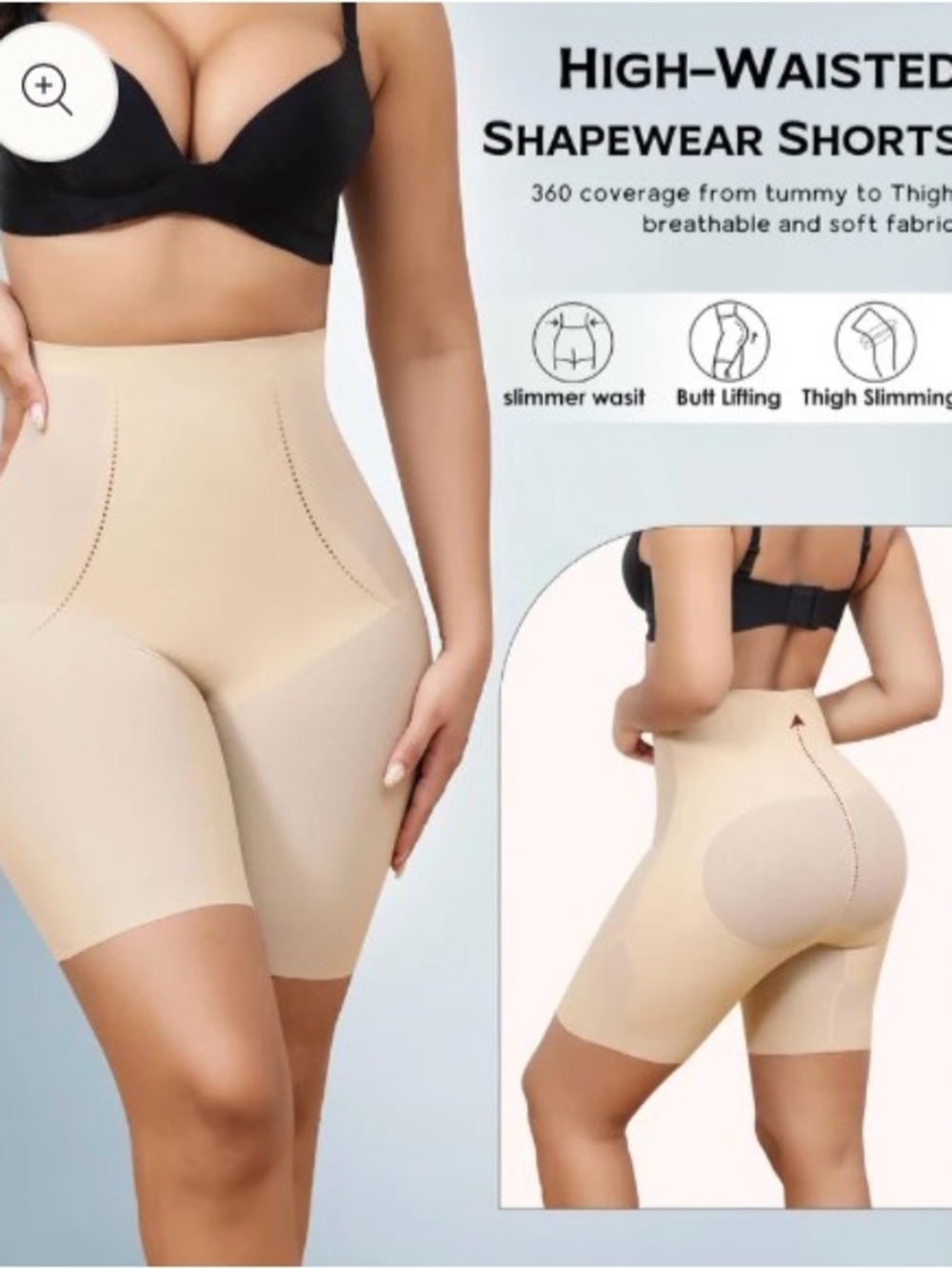 LEVAO High-Waisted Shapewear Shorts Nude Tummy Control & Butt Lifting Shaper 3pk